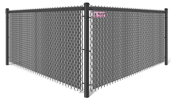 Black chain link fence with black privacy slats in Louisville Kentucky