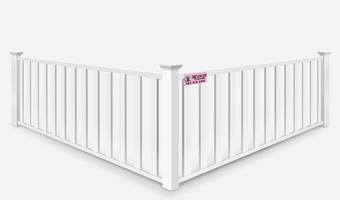 Closed picket vinyl fence with a flat top Louisville Kentucky