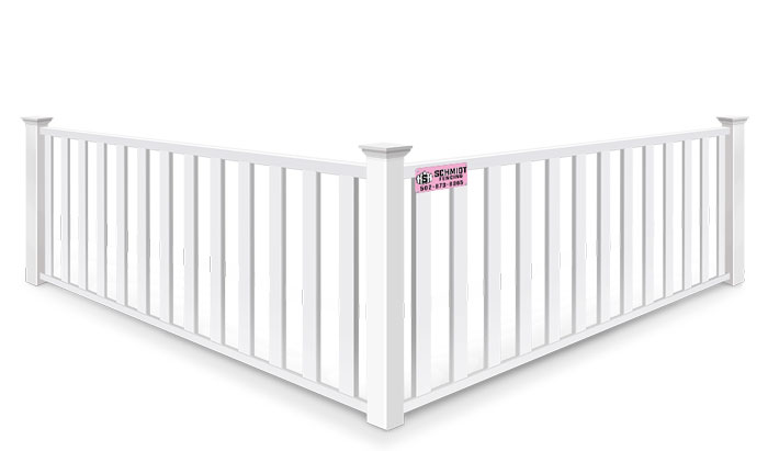 Closed picket vinyl fence with a flat top Louisville Kentucky