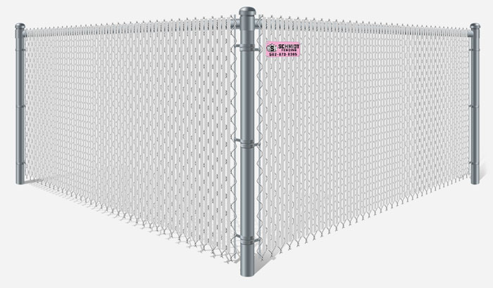 Galvanized chain link fence with white privacy slats in Louisville Kentucky