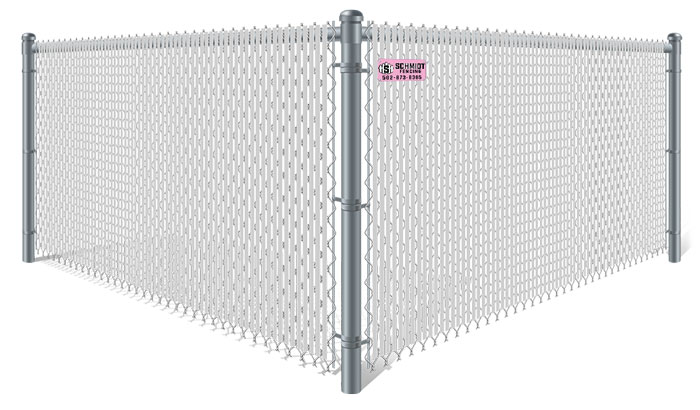 Galvanized chain link fence with white privacy slats in Louisville Kentucky