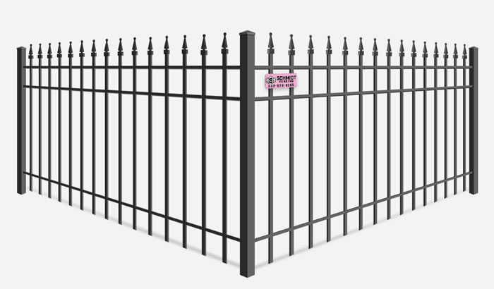 Decorative wrought steel fence with quad flare finials - Louisville Kentucky